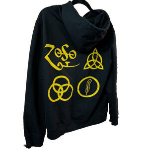 Led Zeppelin Men's Black Full Zip Hoodie Sweatshirt Symbols Medium EUC
